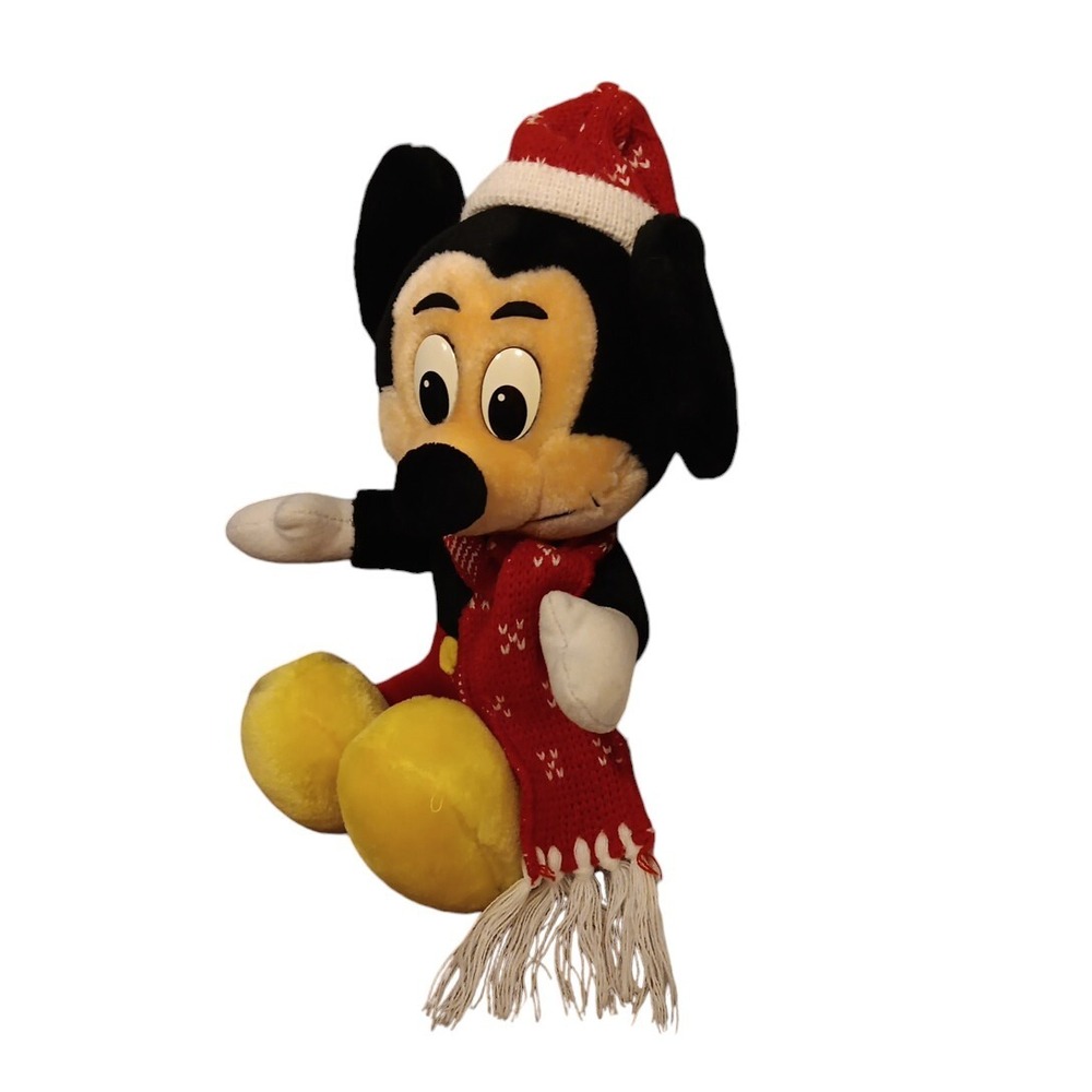 Disney Christmas Mickey Mouse Plush Santa Hat Scarf Walt Disney World Vtg 13"t - Picture 4 of 7